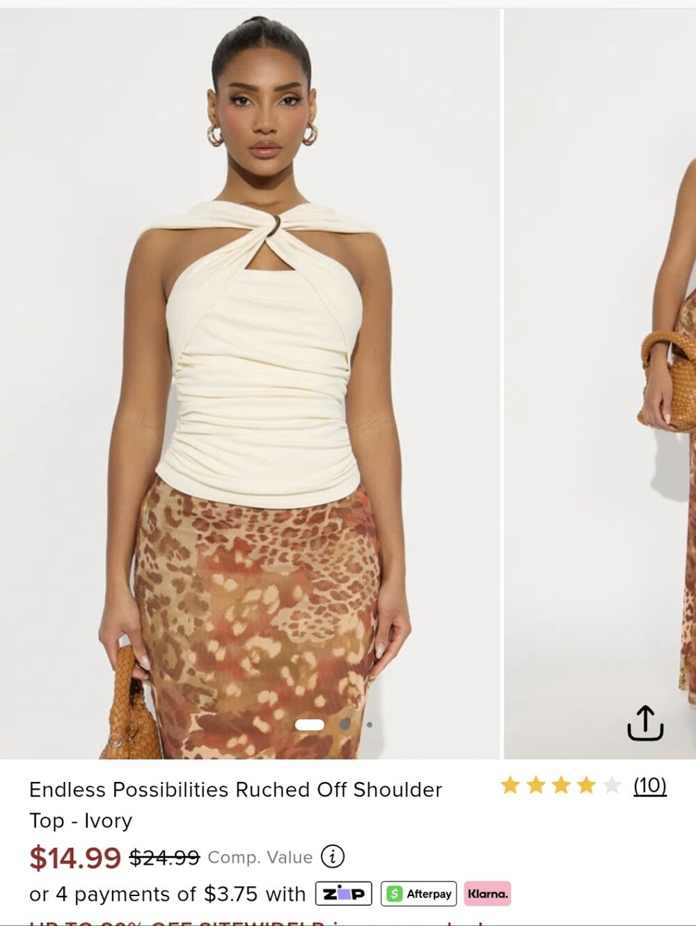 Fashion Nova Ivory / Cream Ruched Off The Shoulder Top / Blouse